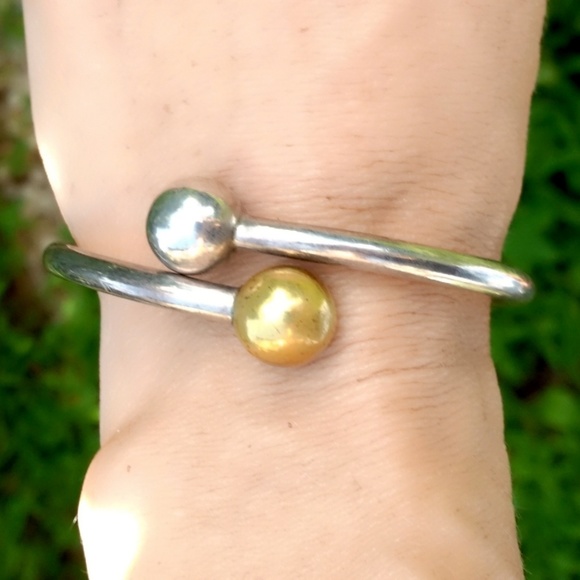 Vintage Designer Taxco Sterling Silver Mid-Century Modern Clamper Bracelet - Picture 7 of 8